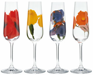 Set of 4 champagne glasses "Summer Flowers"
