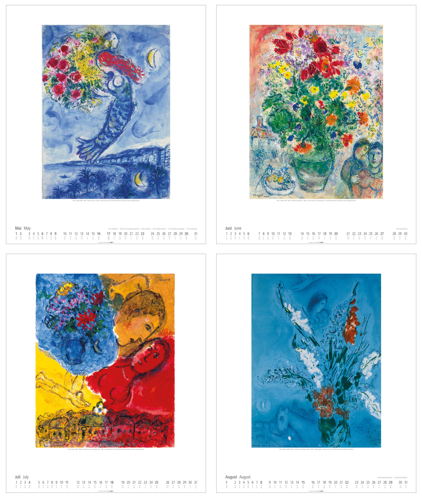 Calendrier d'artiste 2027 de Marc Chagall