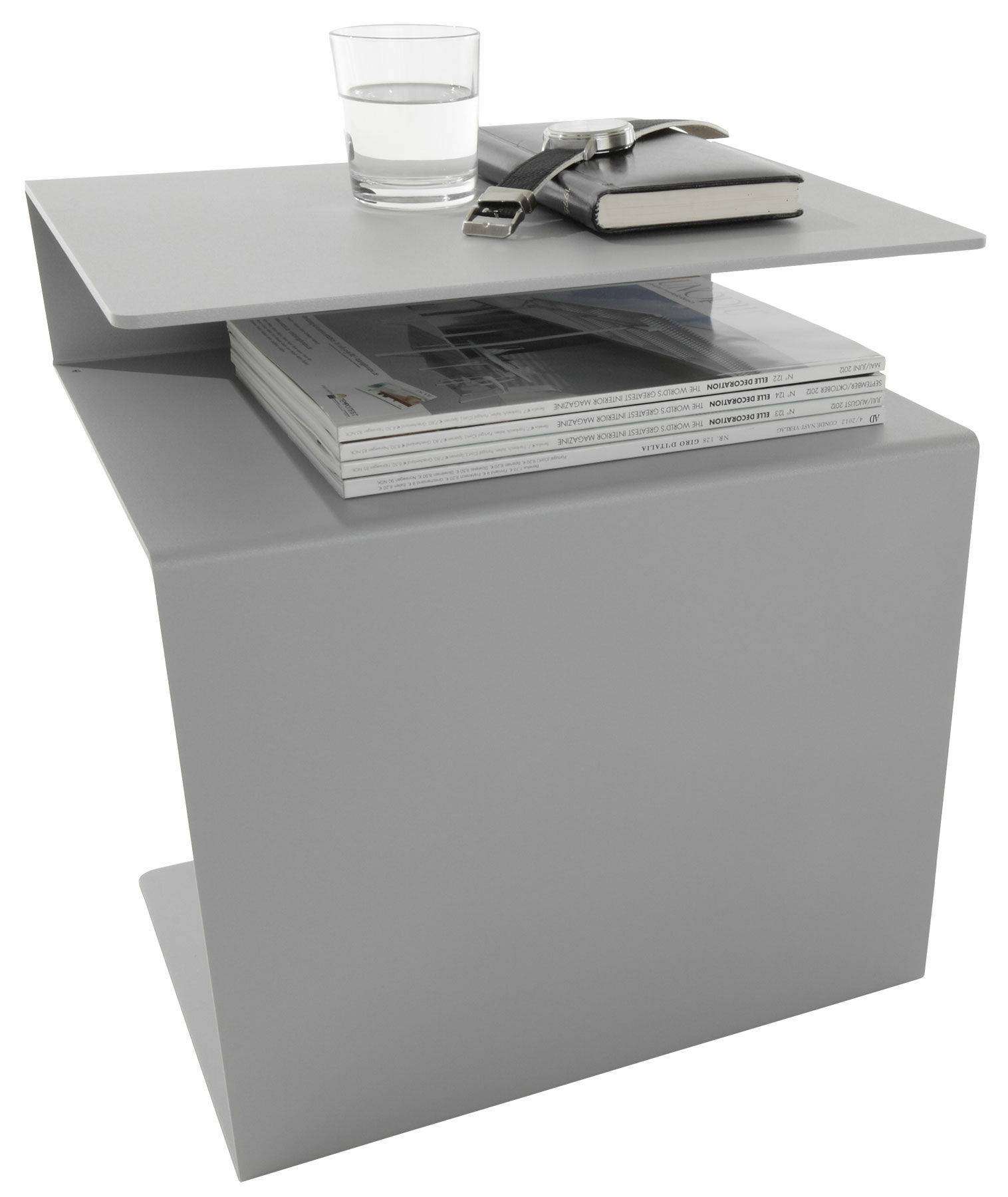 Table d'appoint multifonctionnelle "HUK" (sans décoration), version grise