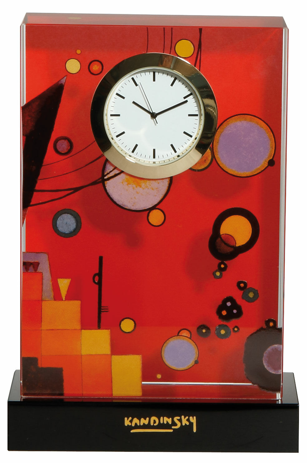 Table clock "Heavy Red" with gold decoration by Wassily Kandinsky
