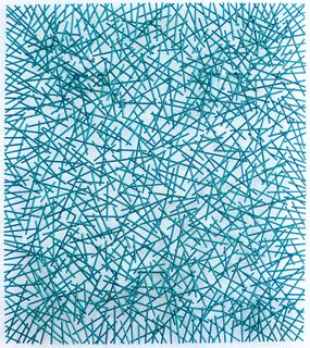 Oggetto da parete "Maze Turquoise" (2024) (Pezzo unico)
