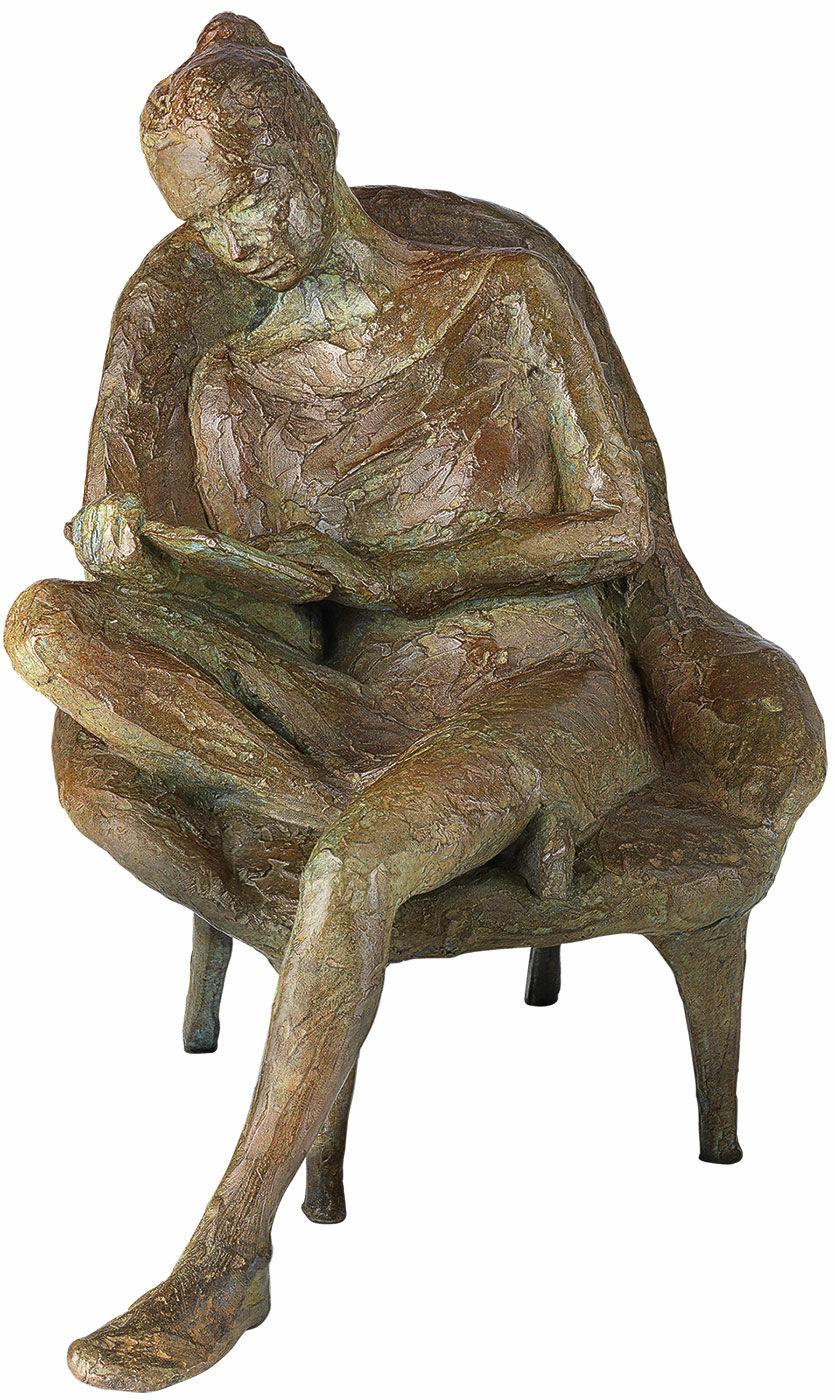Skulptur "Læsende kvinde", bronze von Valerie Otte