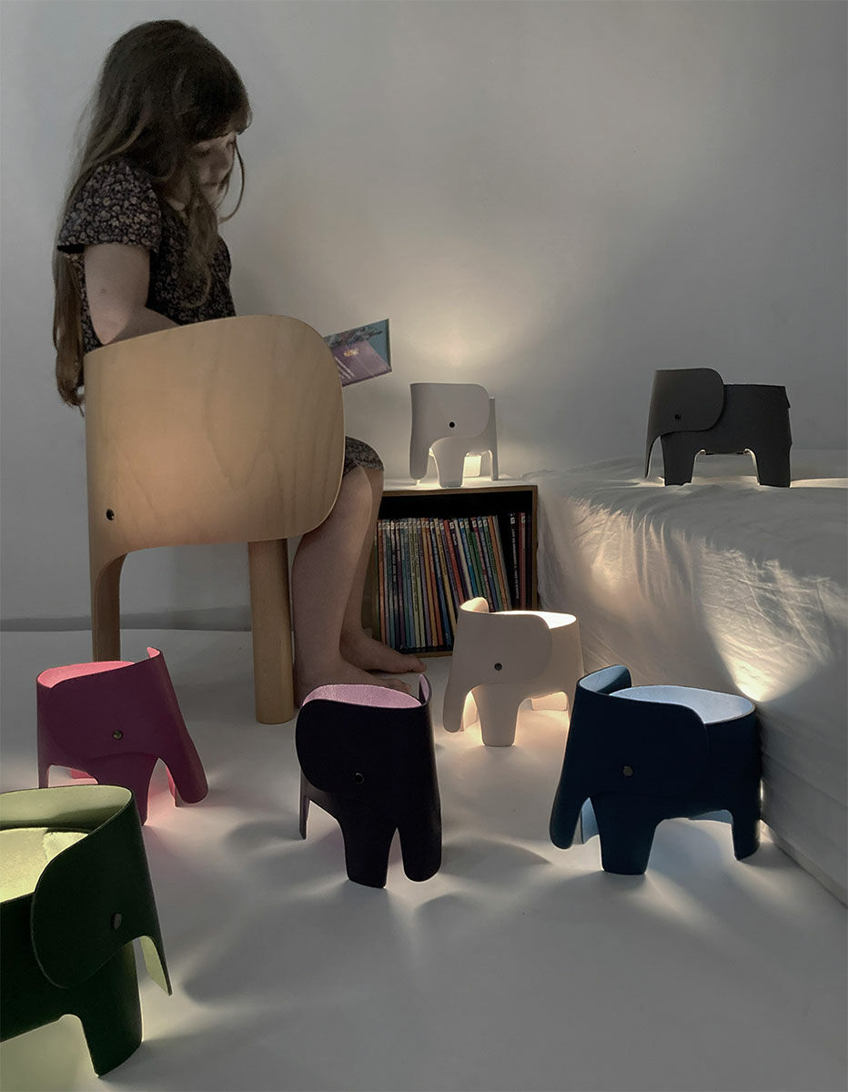 Wireless LED decorative lamp "ELEPHANT LAMP Blue", dimmable - Design Marc Venot by EO Denmark