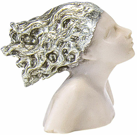 Miniature bust "Vision", silver-plated version by Roman Johann Strobl