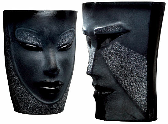 Set of 2 water glasses "Kubik and Elektra", black version by Mats Jonasson