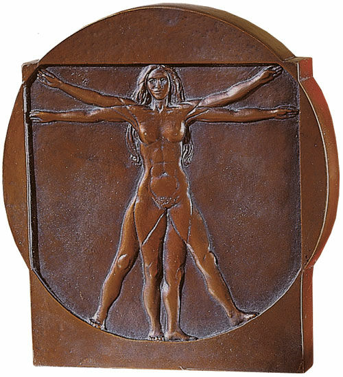 "Schema delle Proporzioni", relief sculpture "Woman" by Leonardo da Vinci