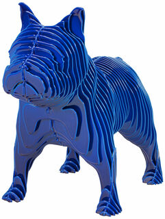 Sculpture en acier "Bulldog", version bleue
