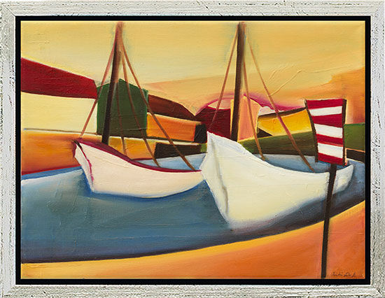 Picture "Sailboats" (Original / unique piece), framed by Christin Lutze