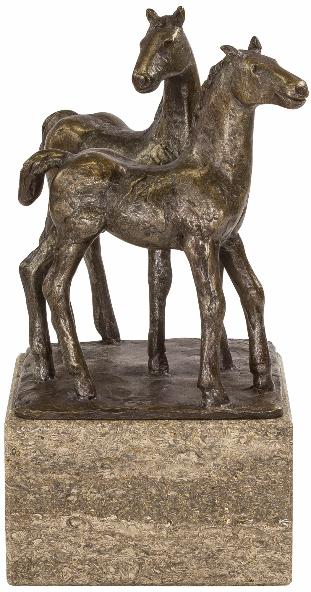 Skulptur "Hestepar", støbt i bronzeret sten von Johann Baptist Lenz