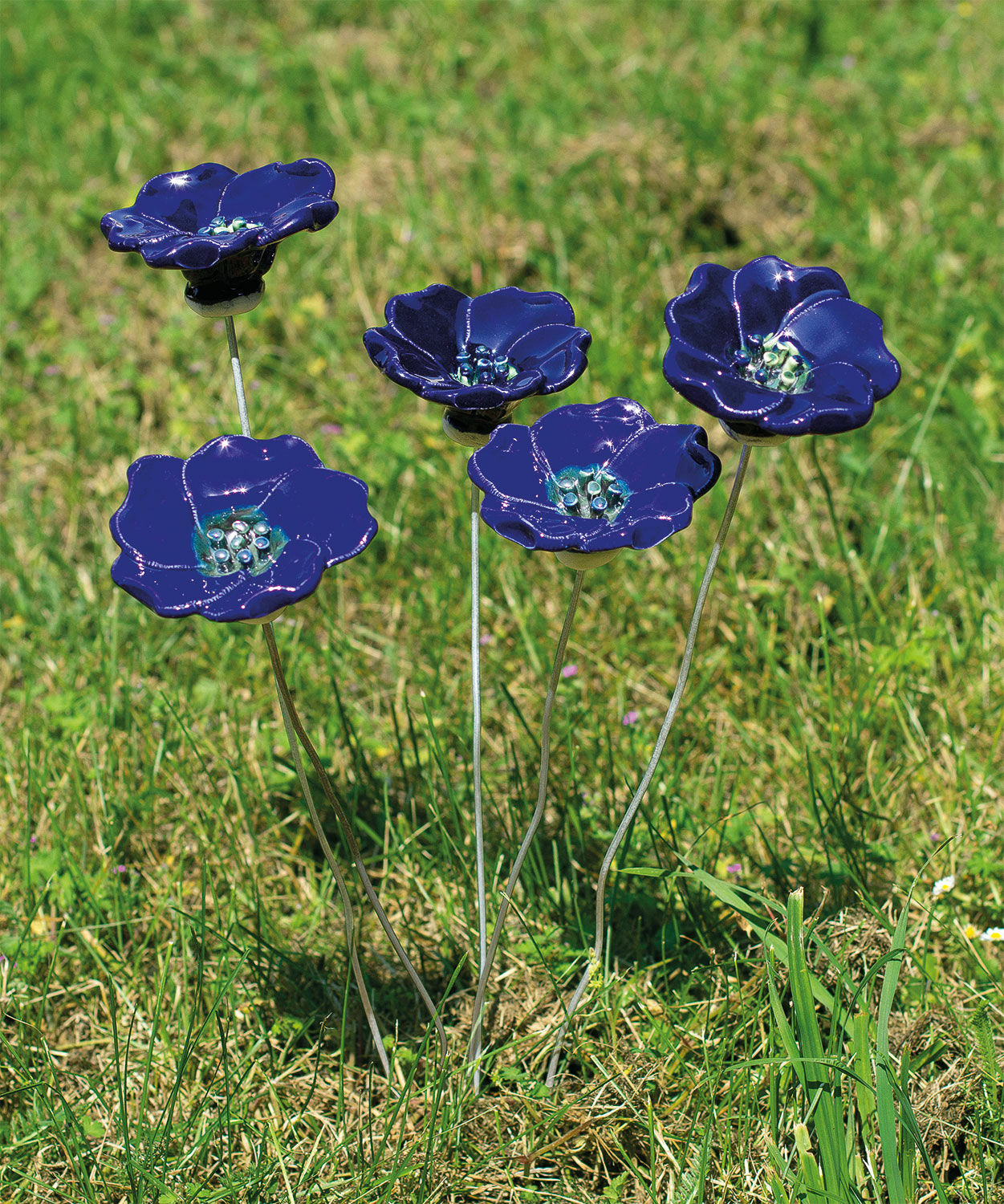 Havestage blomstersæt "Blue Blossoms", 5 dele, keramik