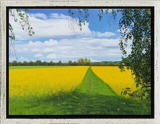 Bild "Rapsfeld im Frühling" (2025) (Original / Unikat), gerahmt