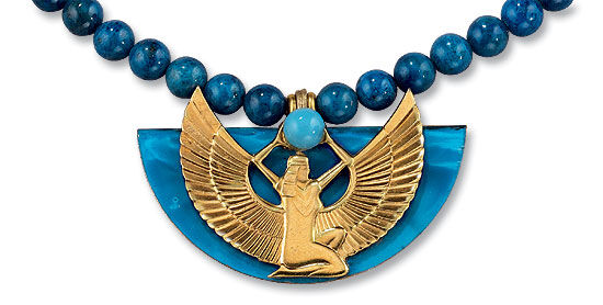 Collar "Winged Isis" con cuentas de lapislázuli azul de Petra Waszak