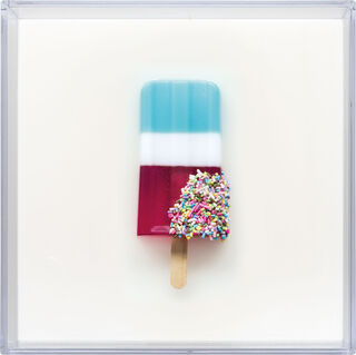 Escultura mural «Popsicle», versión en azul, blanco y burdeos