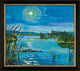 Tableau "Au lac Garder" (1924), version encadrée noir et or de Max Pechstein