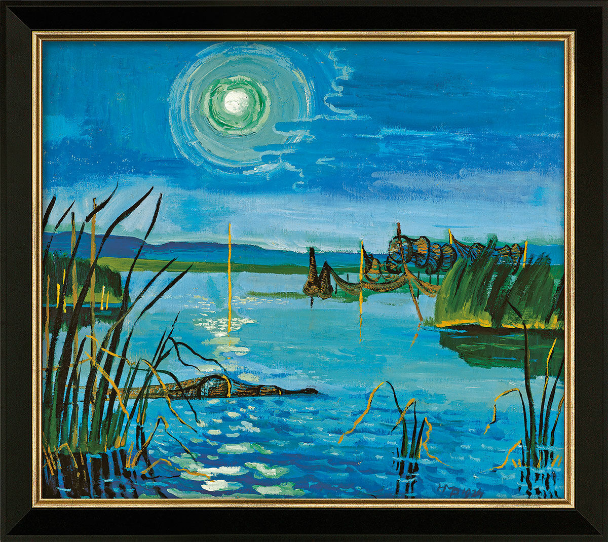 Picture "At Lake Garder" (1924), black and golden framed version by Max Pechstein
