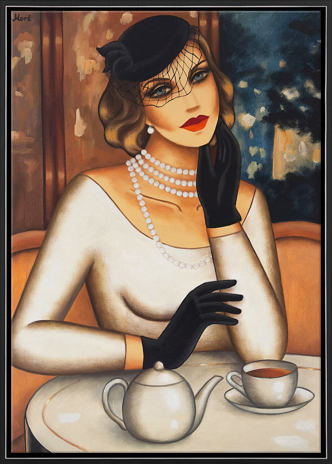 Cuadro "Sensual Tea Time" (2024) (Original / Pieza única), enmarcado de Ekaterina Moré
