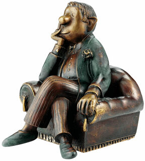 Skulptur "Herr im Sessel", Bronze