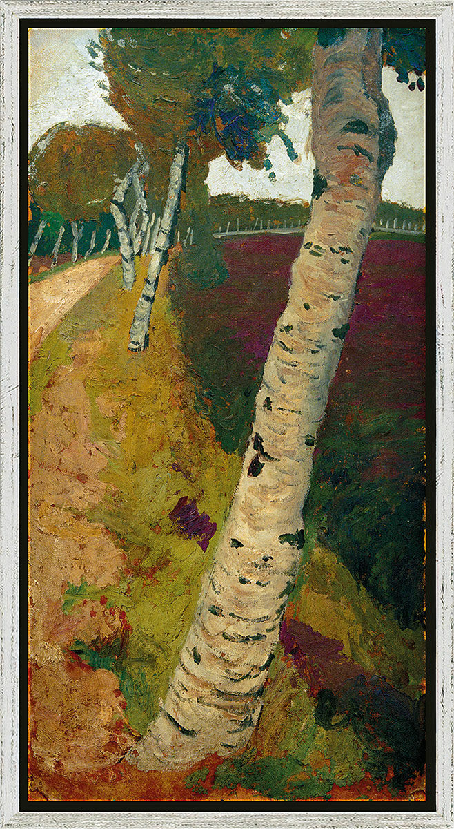 Picture "Country Road with Birches" (c. 1901), framed by Paula Modersohn-Becker