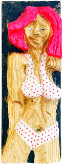 Wandrelief "Pink Lady" (2026) (Original / Unikat), Holz