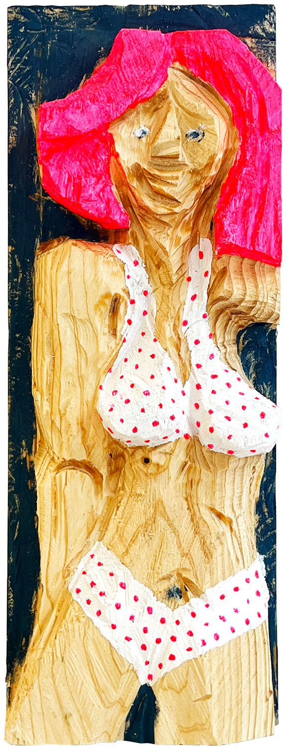 Rilievo murale "Pink Lady" (2026) (pezzo originale/unico), legno di Jörg Herz