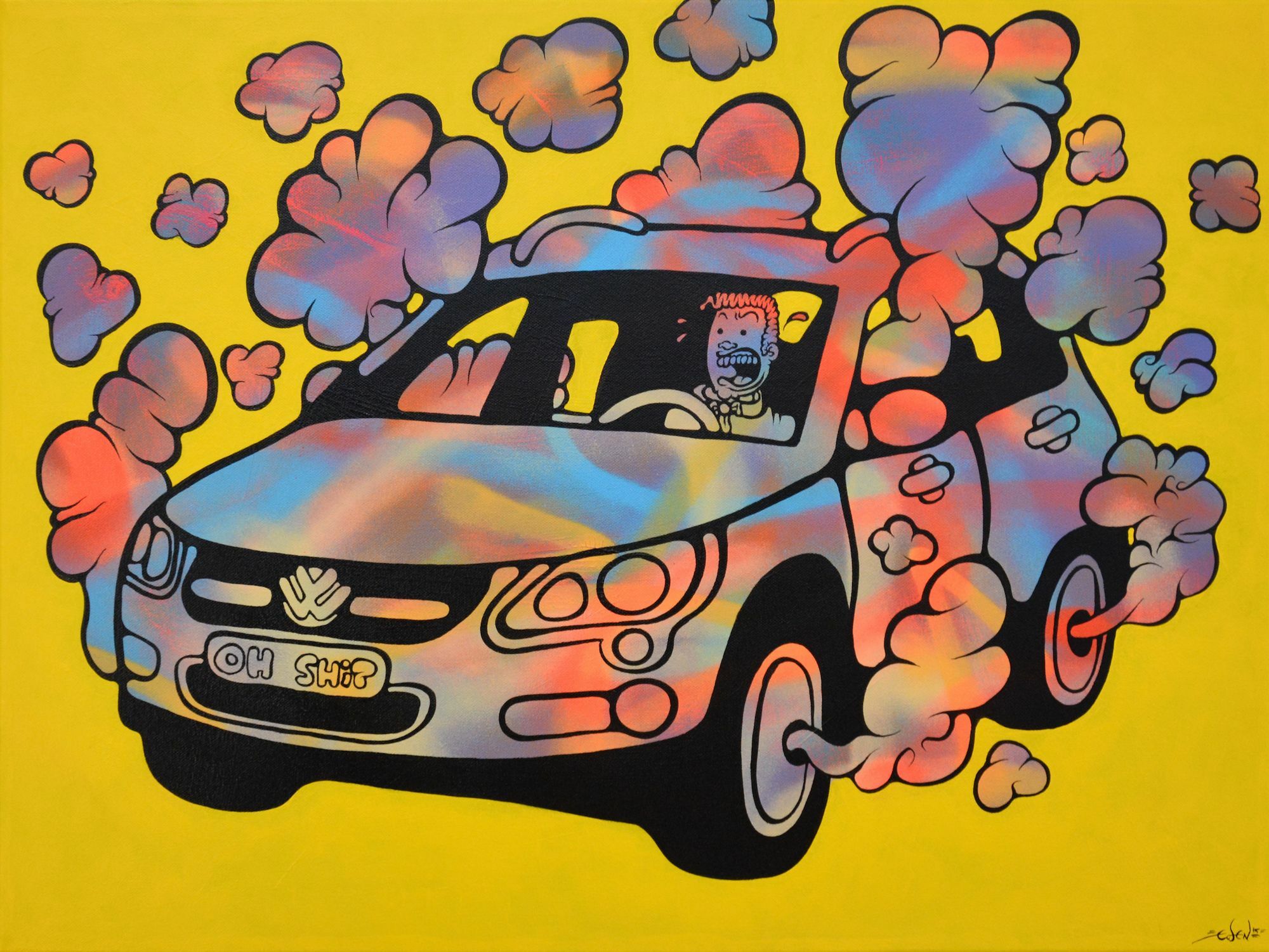 Tableau "Gas Car #2" (2015) (Pièce unique) von Ewen Gur