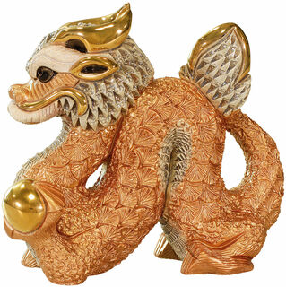 Figurine en céramique "Red Gold Dragon" (dragon rouge et or)