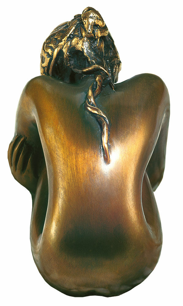 Sculpture "La Sorella", bronze on stone slab by Bruno Bruni