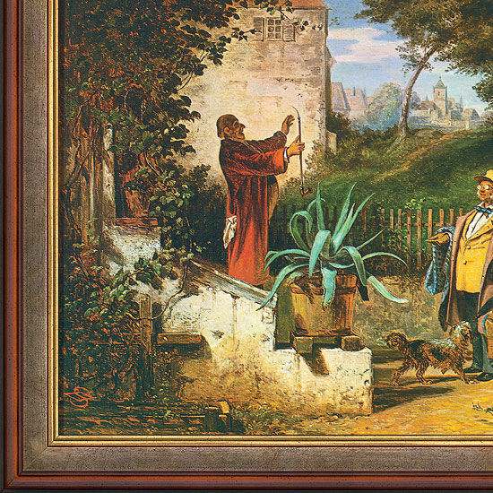 Picture "Friends of Youth" (c. 1855), framed by Carl Spitzweg