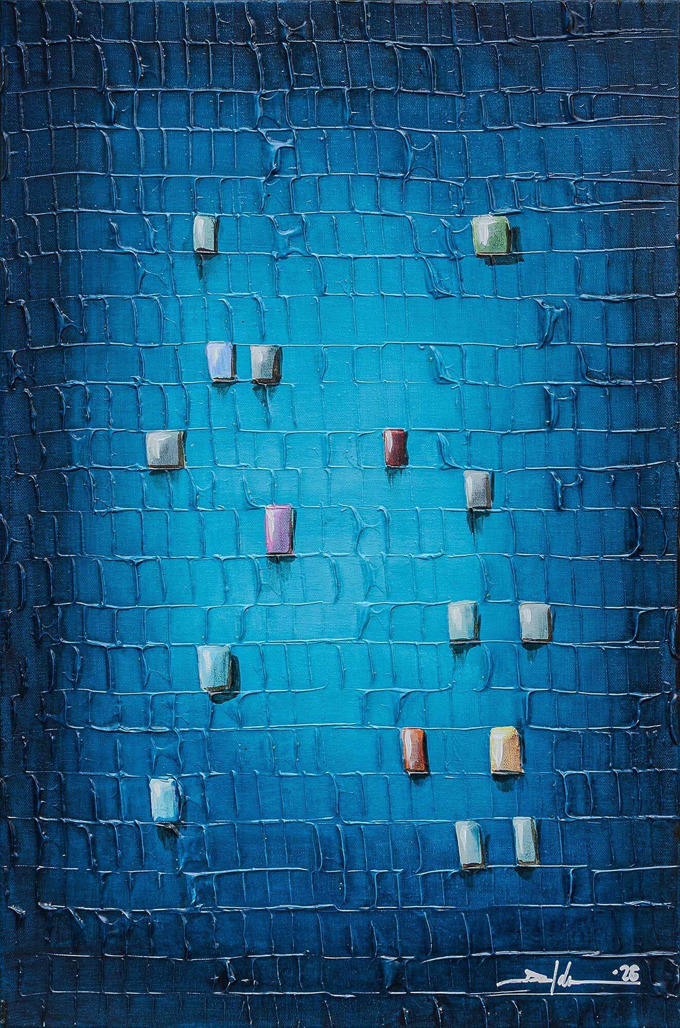 Bild "Pixels / blau" (2026) (Unikat) von Danny Frede