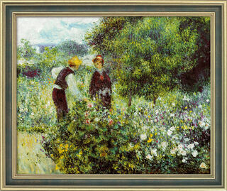 Bild "Beim Blumenpflücken" (1875), gerahmt von Auguste Renoir