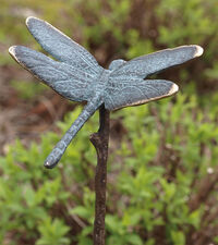 Tuinpaal "Libelle op bronzen stang"