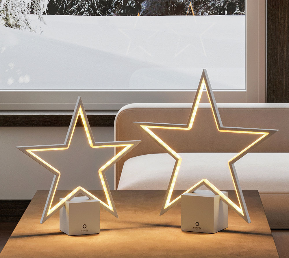 Draadloos LED lichtobject "Star" (groot, hoogte 40,6 cm), dimbaar