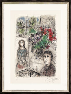 Picture "Easel with Flowers" (1976) by Marc Chagall