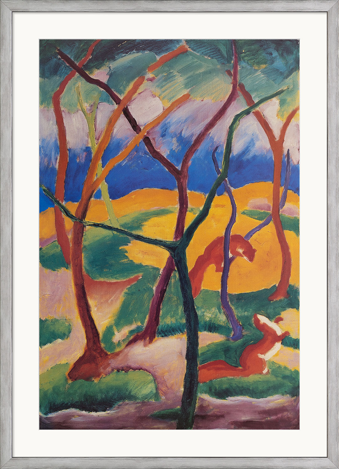 Picture "Playing Weasels" (1911), framed by Franz Marc