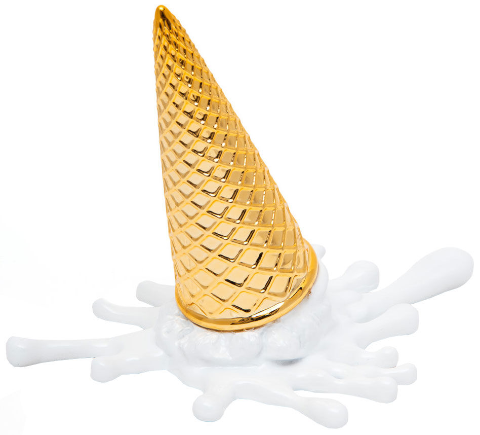 Objet décoratif "Splat", version blanche et dorée de Sequenze