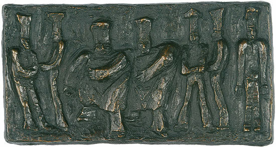 Bronze relief "Cooks" by Günter Grass
