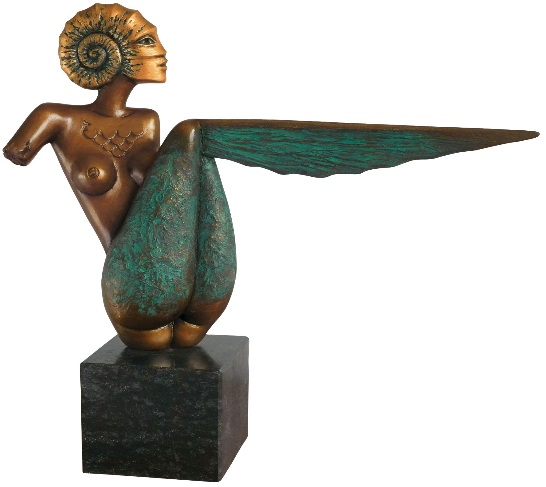 Sculptuur "Gouden ammoniet", brons von Michael Becker