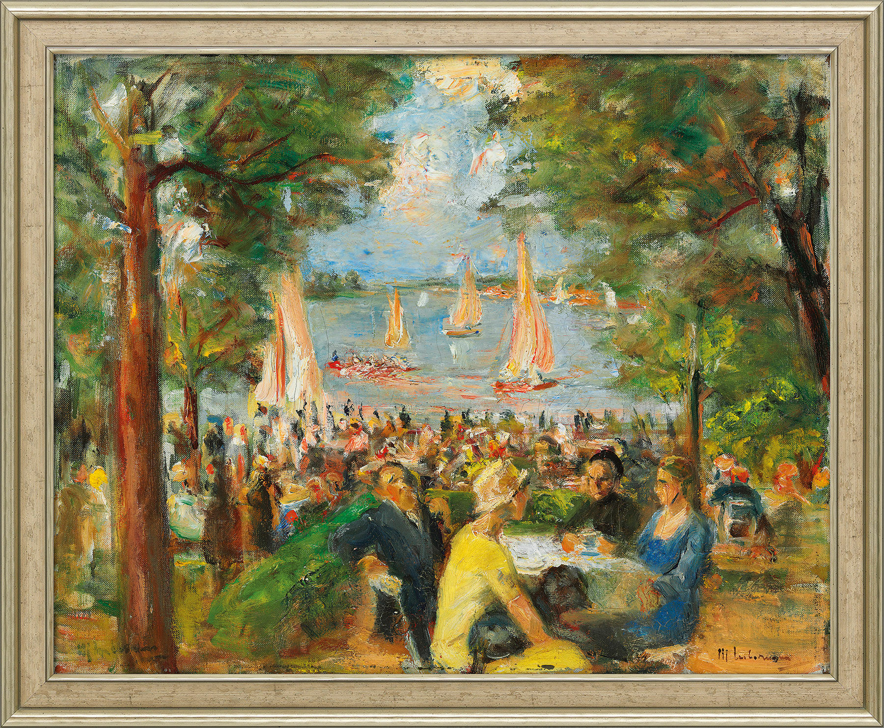 Picture "Beer Garden Near the Havel" (1934), framed by Max Liebermann