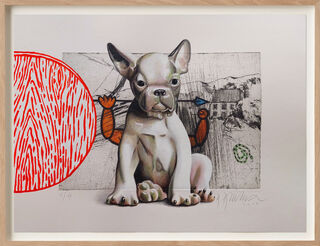 Bild "Red Disc #6" (Bulldogge) (2025) (Serielles Unikat)