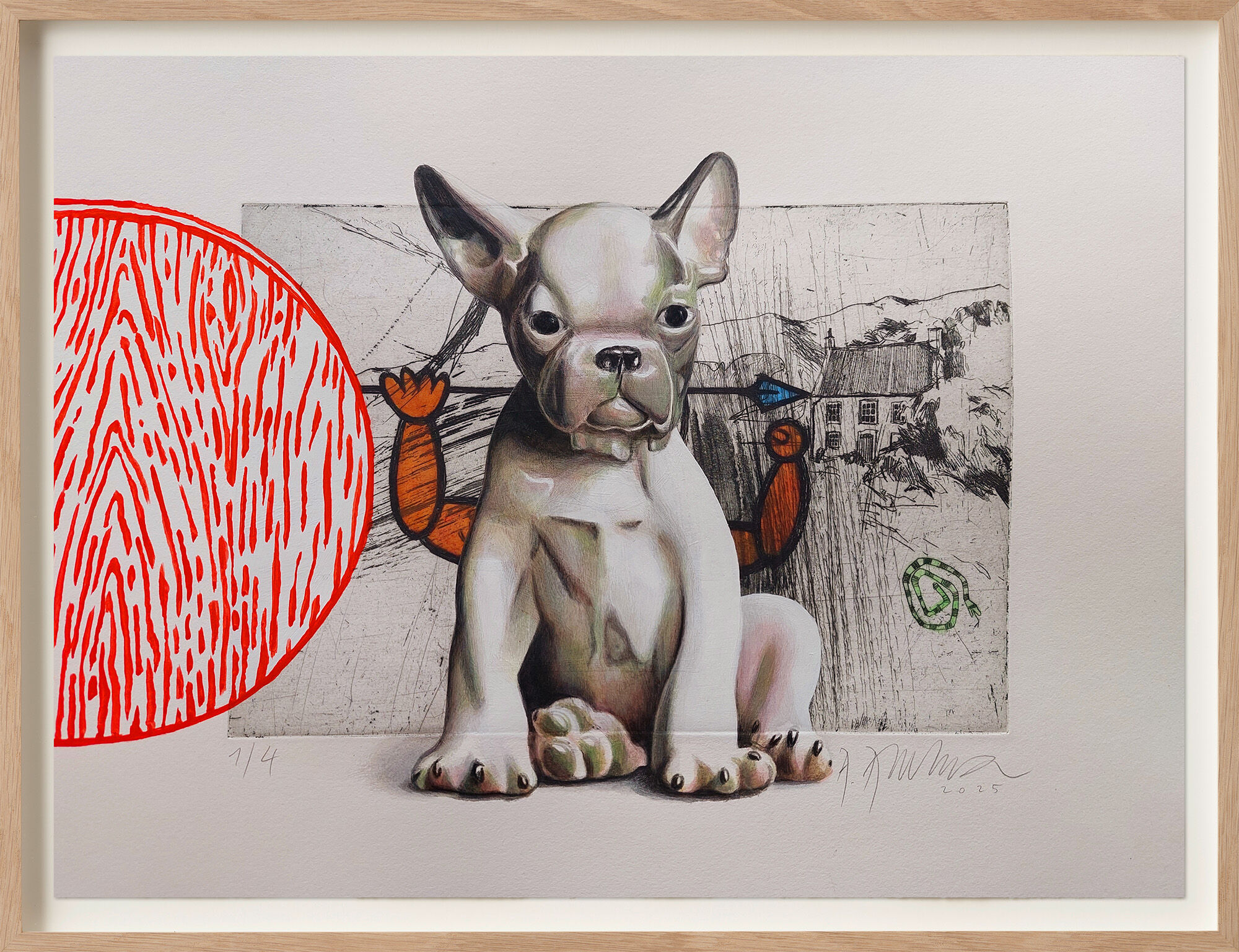 Picture "Red Disc #6" (Bulldog) (2025) (Serial Unique piece) by Andreas Amrhein