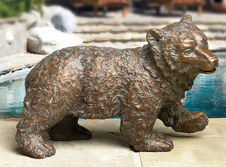Sculpture de jardin "Jeune ours polaire, en train de courir", bronze