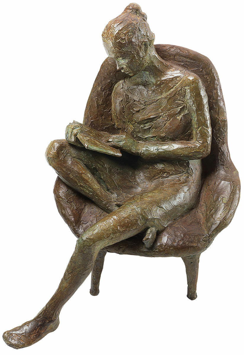 Skulptur "Læsende kvinde", bronze von Valerie Otte