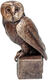 Skulptur "Barn Owl" (2022), version brons brun patinerad och polerad av Christoph Fischer