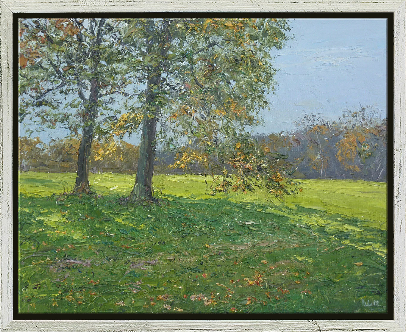 Picture "Autumn in the Park" (2023) (Original / Unique piece), framed by Peter Witt