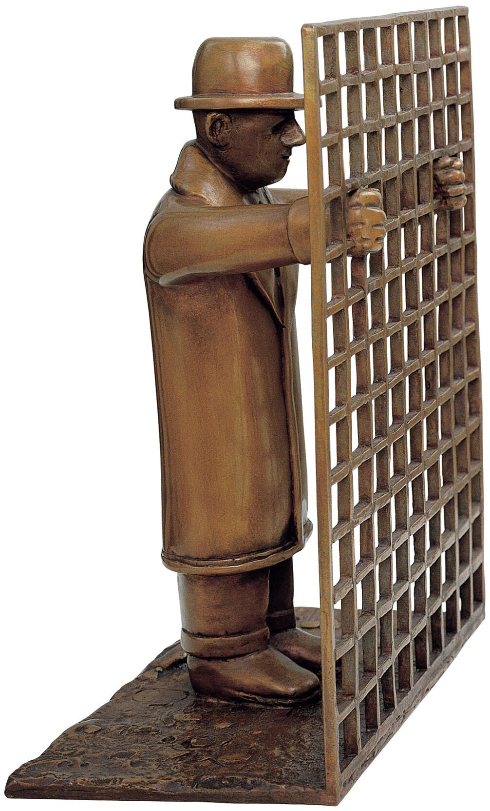 Sculpture "Man with Lattice", bronze by Siegfried Neuenhausen
