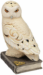 2-piece ceramic figurine "Snowy Owl on Book"
