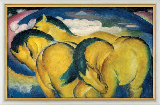 Bild "Die kleinen gelben Pferde" (1912), gerahmt von Franz Marc