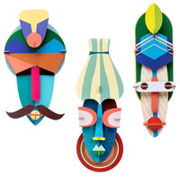 3D-väggobjekt "Masks" av återvunnen kartong, DIY, set om 3