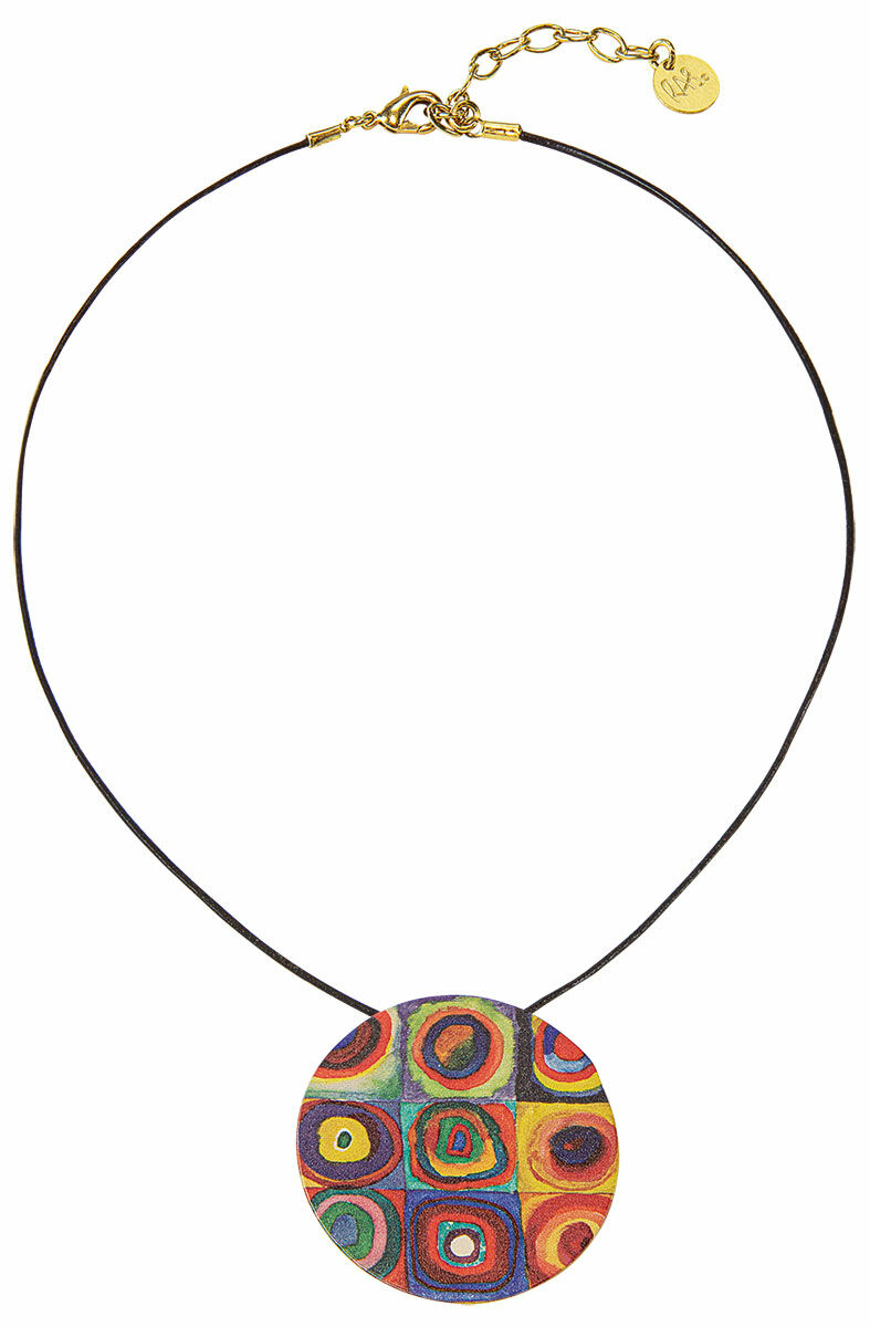 Necklace "Colour Study Squares" with leather band - after Wassily Kandinsky