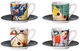 Set of 4 espresso cups with artist motifs, porcelain by Wassily Kandinsky